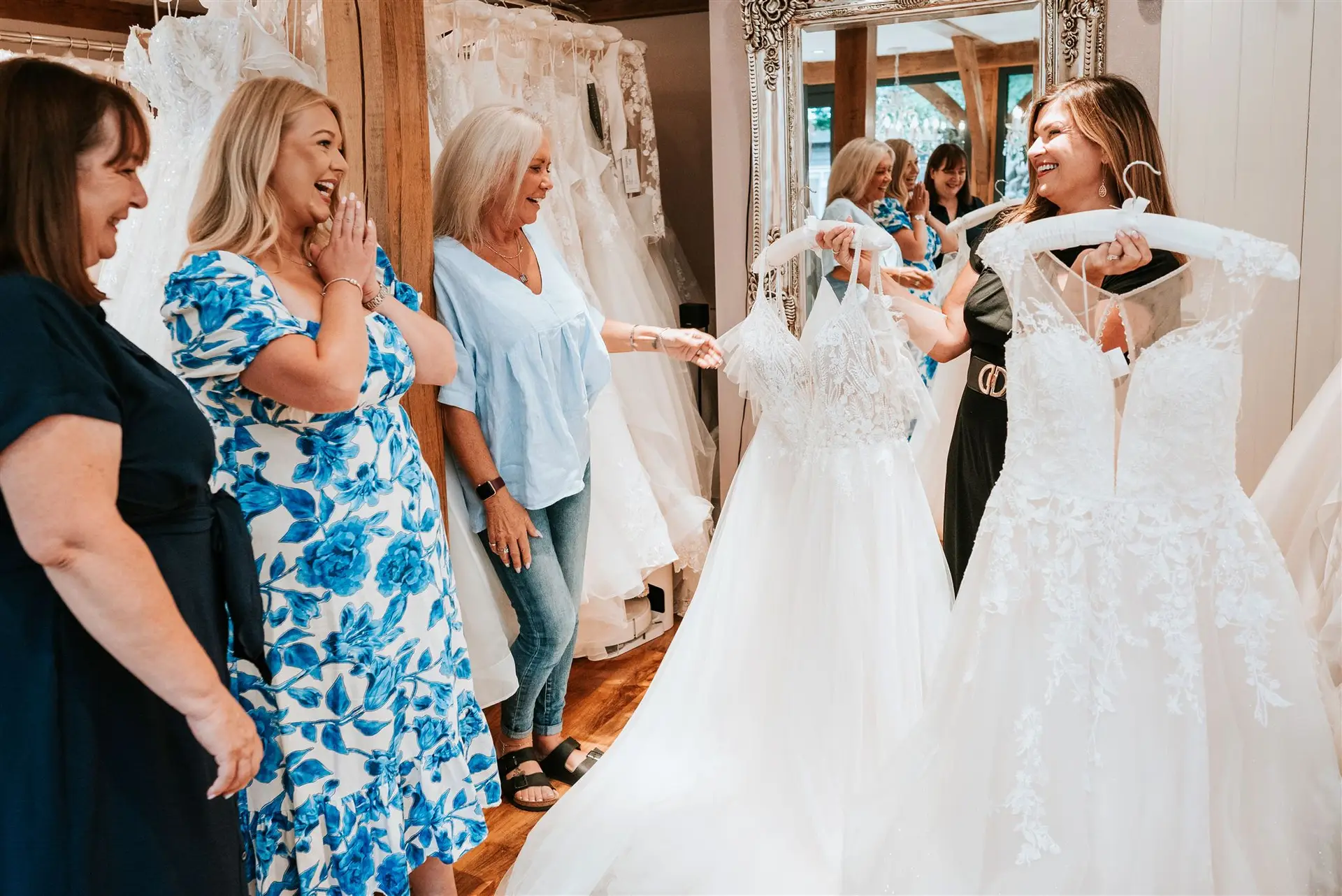 Try on dresses in your actual size at Barn Bridal Boutique