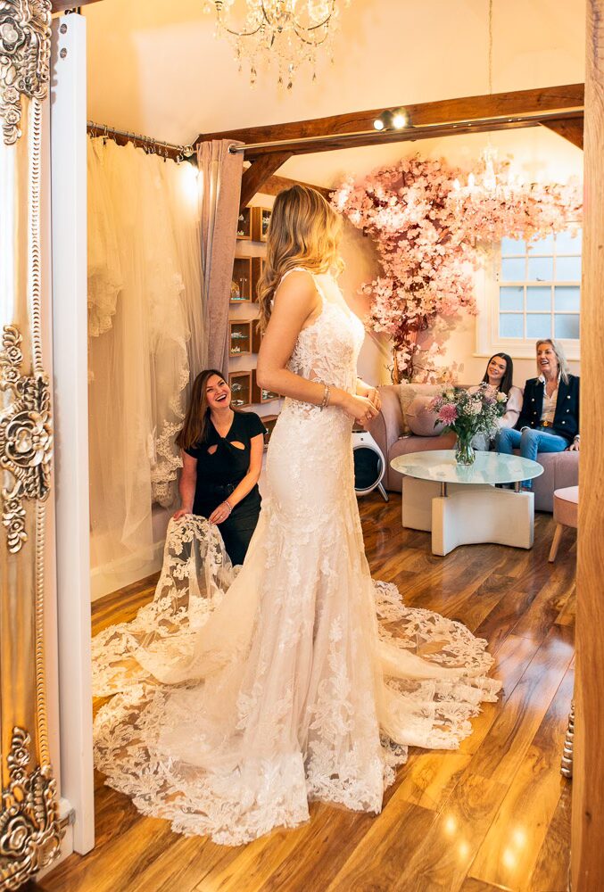 Try on as many gowns as you like at Barn Bridal Boutique