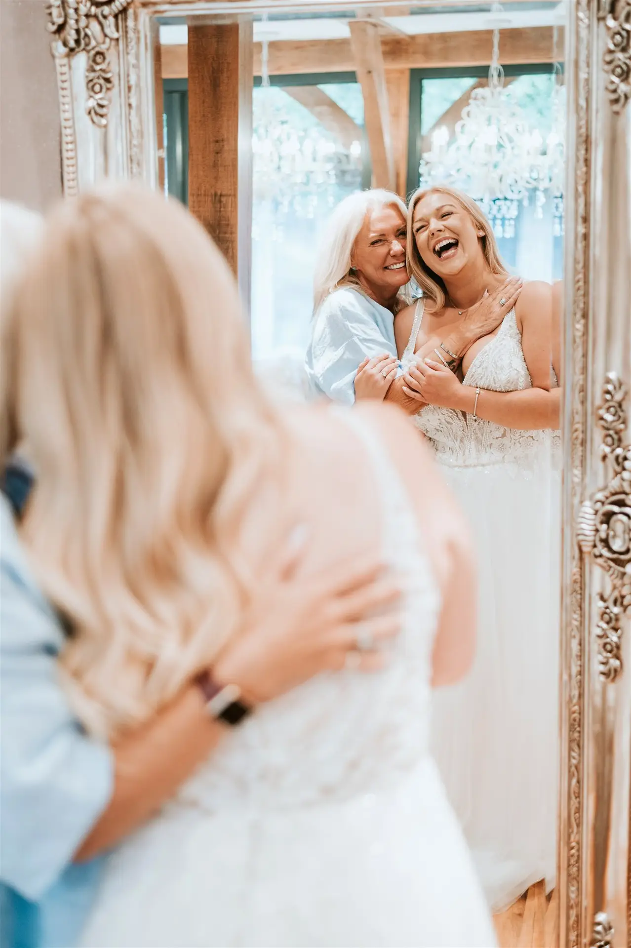 Bride celebrating saying yes to the dress at Barn Bridal Boutique